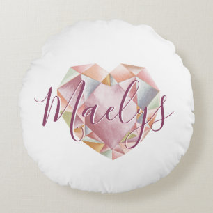 Monogram hinzufügen oder Niedlich Blush Pink Heft  Rundes Kissen