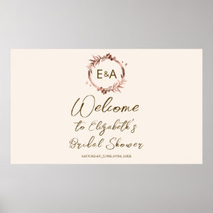 Monogram-Hochzeitsdusche-Willkommensschild-Banner Poster