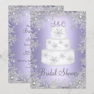 Monogram-Hochzeitstorte Lila Brautparty Einladung