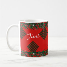 Monogram Holiday Decoration Kariert Ornamente Kran Kaffeetasse