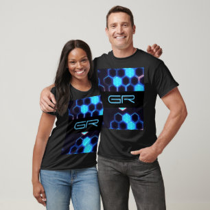 Monogram Holographische Cyberpunk Hexagon Tiles T-Shirt