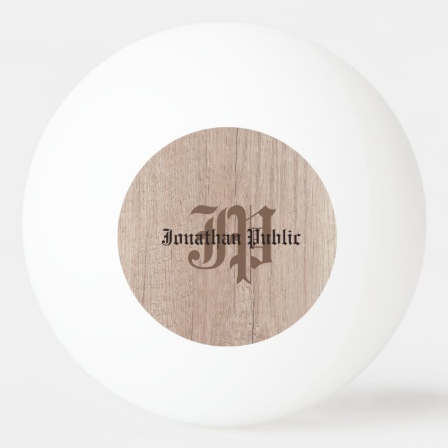 Monogram Holzplatine sieht alte Skriptvorlage aus Tischtennisball (Vorderseite)