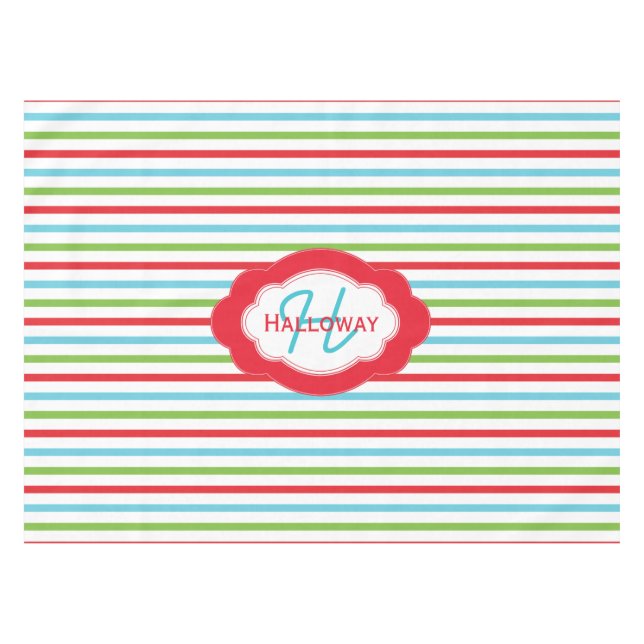 Monogram Horizontal Streifen Weihnachtstablett Tischdecke (Vorderseite (Horizontal))