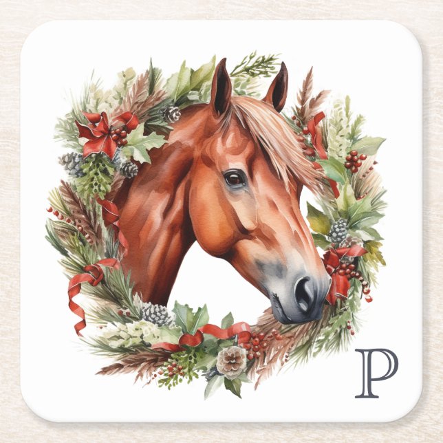 Monogram Horror Weihnachtsfest Rechteckiger Pappuntersetzer (Vorderseite)