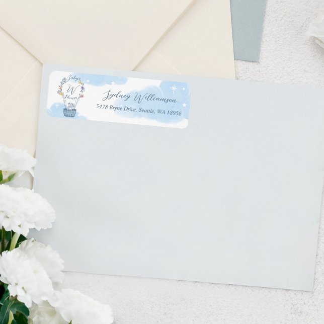 Monogram Hot Air Ballon Teddy Bear Wolken Blau (Monogram Hot Air Balloon Teddy Bear Clouds Blue Label)