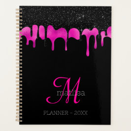 Monogram Hot Pink & Black Driving Glitzer Glam Planer