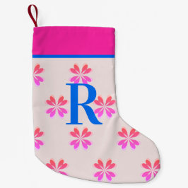 Monogram Hot Pink Blumen Christmas Kleiner Weihnachtsstrumpf