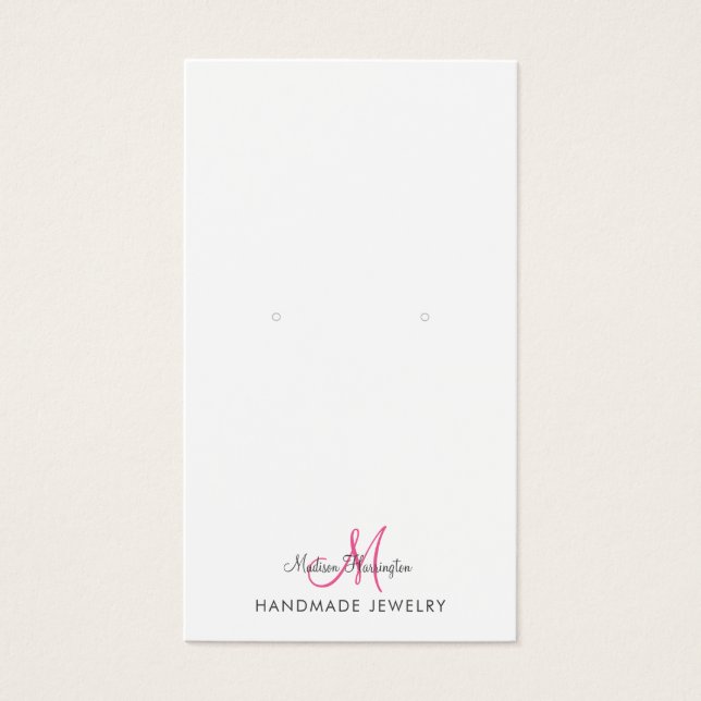 Monogram Hot Pink Earring Juwelier Display Card (Vorderseite)