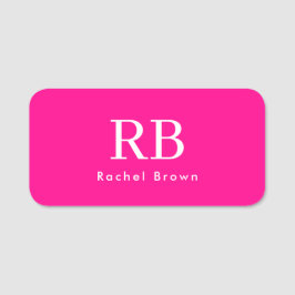 Monogram Hot Pink Elegant Feminine Minimalistisch Namensschild