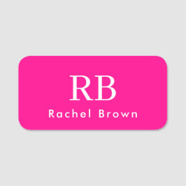 Monogram Hot Pink Elegant Feminine Minimalistisch Namensschild