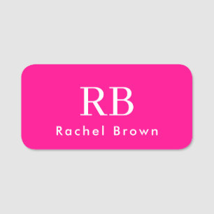 Monogram Hot Pink Elegant Feminine Minimalistisch Namensschild