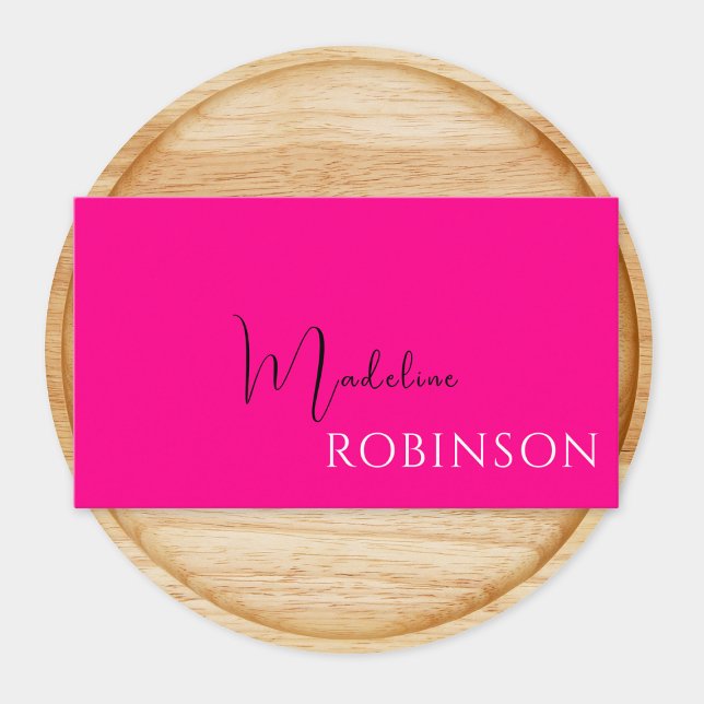 Monogram Hot Pink Elegant Feminine Minimalistisch Visitenkarte (Von Creator hochgeladen)