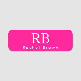 Monogram Hot Pink Elegant Girly Minimalistisch Namensschild
