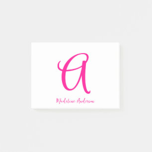 Monogram Hot Pink Modern Feminine Post-it Klebezettel