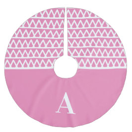 Monogram Hot Pink Muster Weihnachten Polyester Weihnachtsbaumdecke