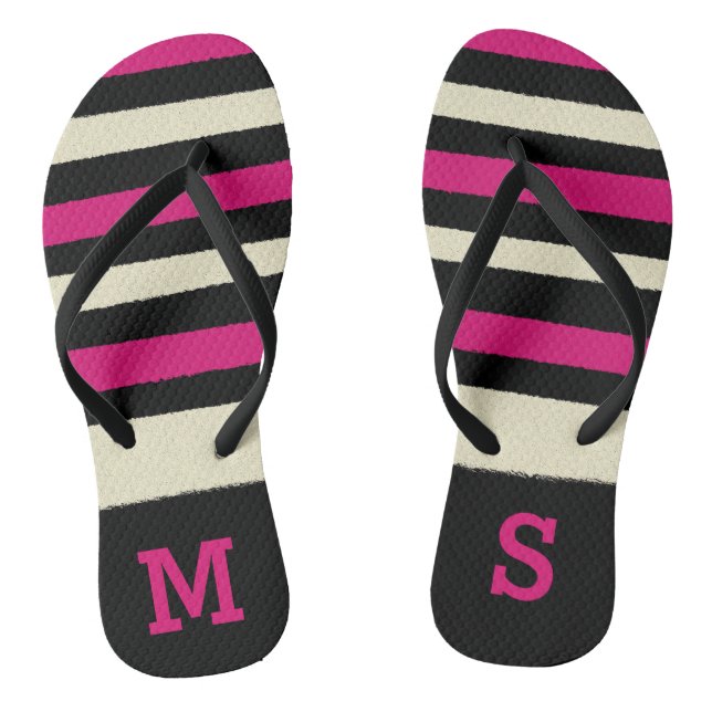 Monogram Hot Pink Niedlich Modern Modern Pattern Flip Flops (Fußbett)