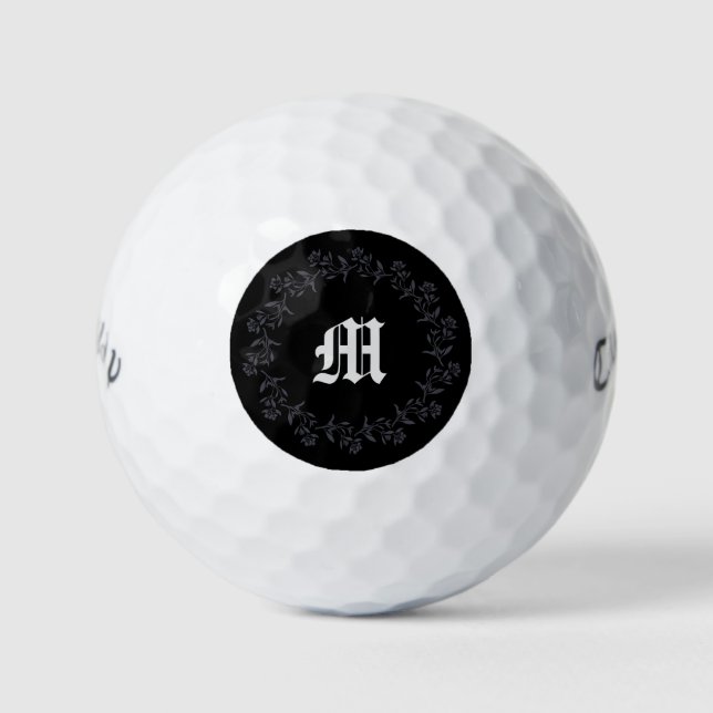 Monogram Hübsch Floral Wreath Golfbälle (Vorderseite)
