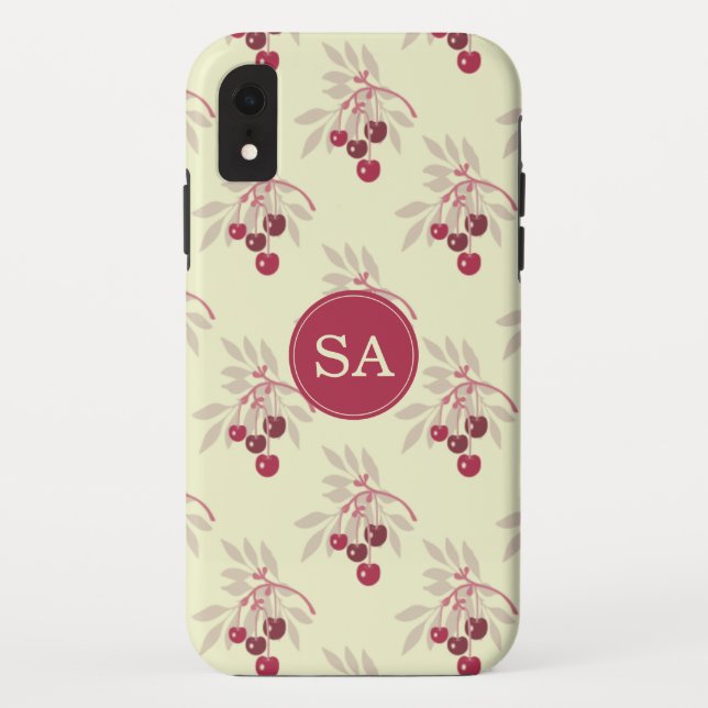 Monogram Hübsch Red Cherry iPhone Case-Mate iPhone Hülle (Rückseite)