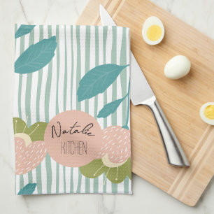 Monogram hübsch stylish Script Retro floralblau Geschirrtuch