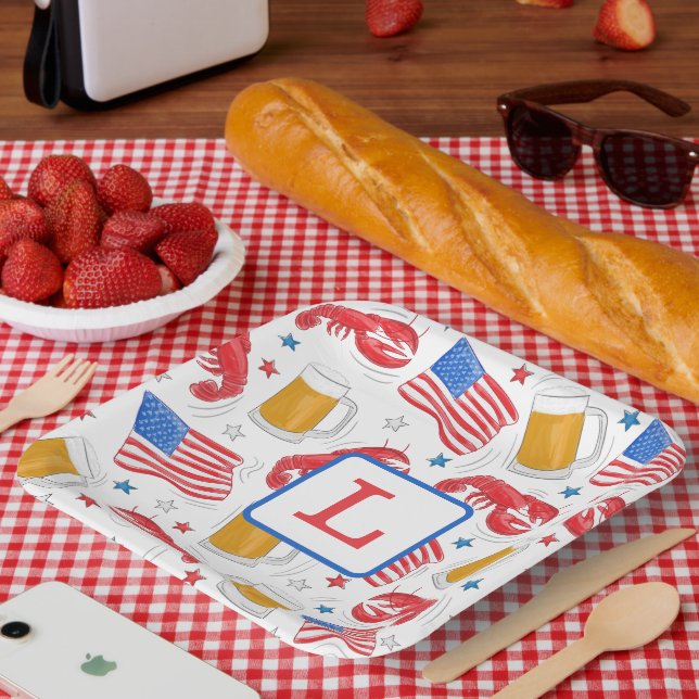 Monogram Hummer Beer Flag Star Pappteller (Picknick)