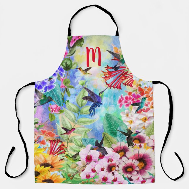 Monogram Humming Birnen mit Blume Schürze (Vorderseite)