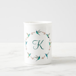 Monogram Hummingbird Wreath Prozellantasse