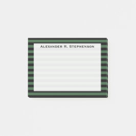 Monogram Hunter Green und Black Strip Post-it Klebezettel