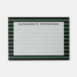 Monogram Hunter Green und Black Strip Post-it Klebezettel
