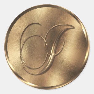 Monogram I Bronze Wedding Invitation Holiday Runder Aufkleber