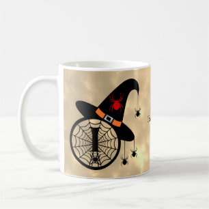 Monogram I Halloween Sky Hexenspinnen Name Kaffeetasse