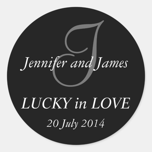 Monogram I Stickers for Weddings Black (Vorderseite)