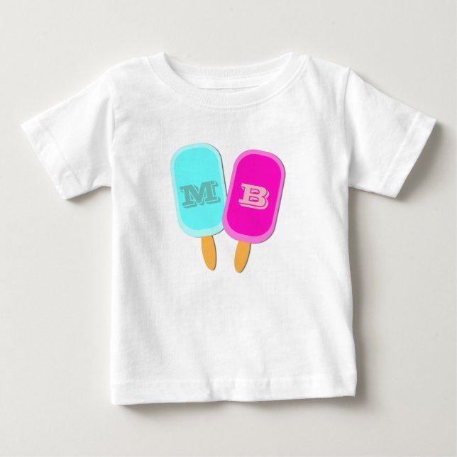 Monogram Ice Lollies Popcles Summer Baby T-shirt (Vorderseite)