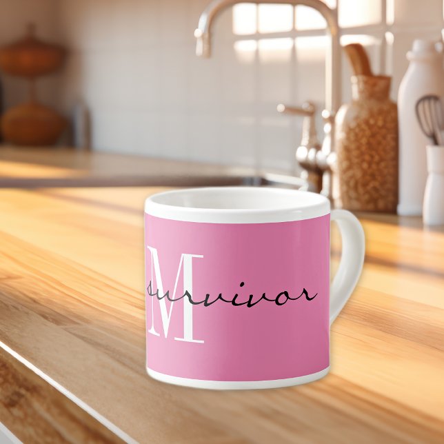 Monogram, ich bin ein Überlebender, 6oz Pink Spezi Espressotasse (Von Creator hochgeladen)