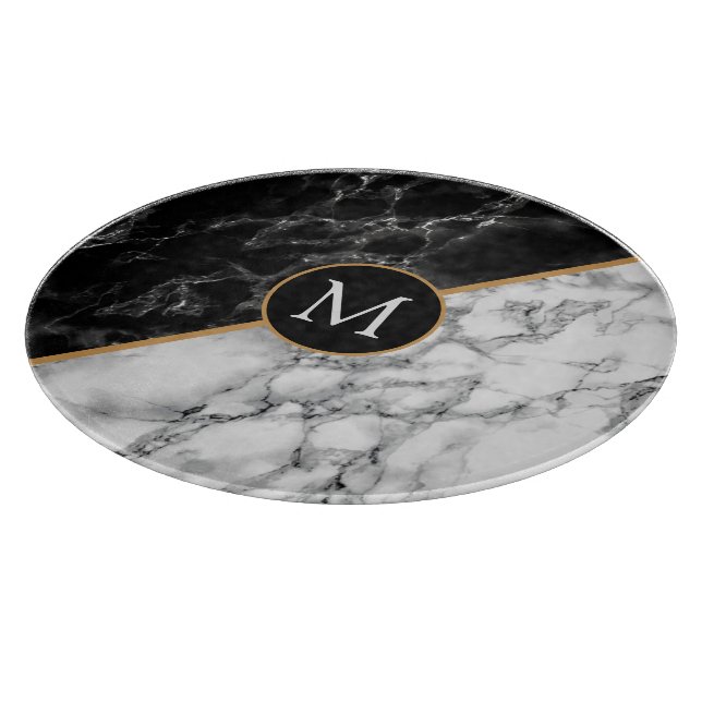 Monogram, Ihr Letter Cutting Board Marmorstein Schneidebrett (Ecke)