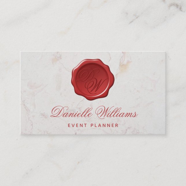 Monogram im Wax-Siegel auf dem White Marble Red Sc Visitenkarte (Vorderseite)