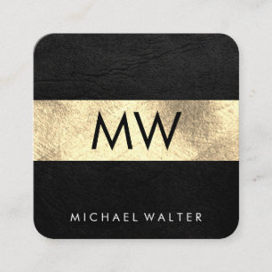 Monogram Imitat Leather/Gold Luxe Quadratische Visitenkarte