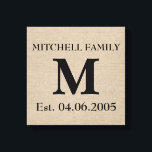 Monogram Imitate Leinen Burlap rustikal chic Initi Leinwanddruck<br><div class="desc">Fügen Sie Ihre eigenen Monogramm,  Initial,  Familienname und Hochzeitstag oder Geburtstag Imitate Jute Leinen Burlap rustikal chic shabby Land chic Art Leinwand</div>