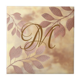 Monogram Imitate Rose Gold Blätter Keramik Tile Fliese