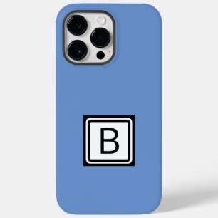 Monogram in Black Double Box auf Blue personalisie Case-Mate iPhone 14 Pro Max Hülle