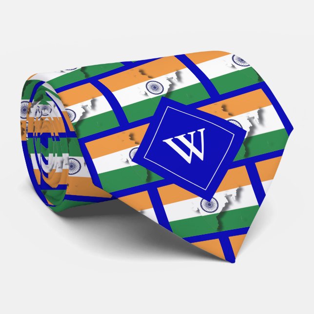 Monogram INDIAN FLAG of India Krawatte (Gerollt)