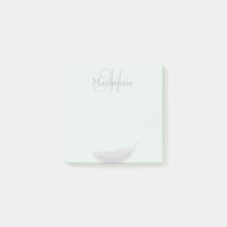 Monogram Individuelle Name Angel Feather Mint Grau Post-it Klebezettel