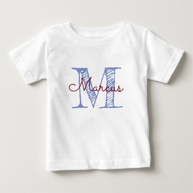 Monogram Individuelle Name Baby Boy Baby T-shirt (Vorderseite)