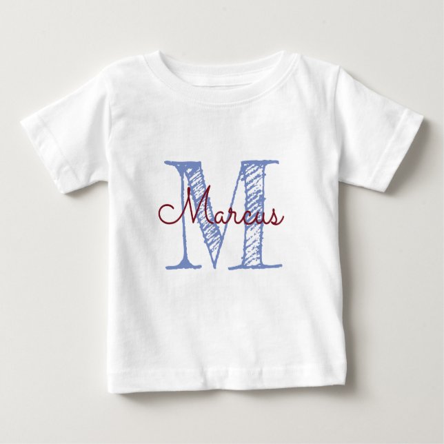 Monogram Individuelle Name Baby Boy T-shirt (Vorderseite)