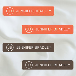 Monogram Individuelle Name Closing Tags Orange Bro Etiketten