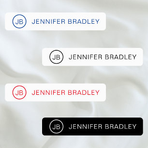 Monogram Individuelle Name Clothing Tags Schwarz/W Etiketten