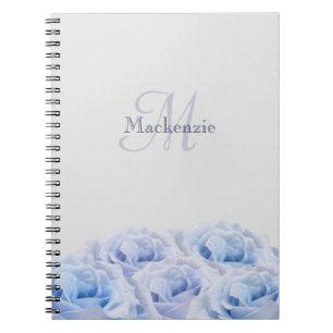 Monogram Individuelle Name Dusty Blue Rose Pastel  Notizblock
