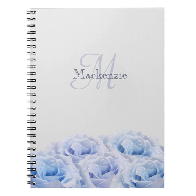 Monogram Individuelle Name Dusty Blue Rose Pastel  Notizblock (Vorderseite)