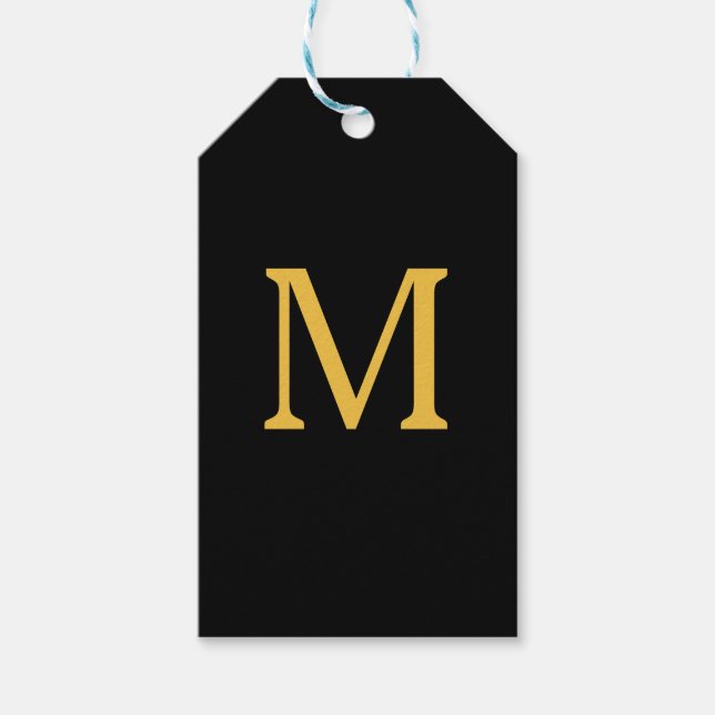 Monogram Individuelle Name Gold Black Elegant Geschenkanhänger (Vorderseite)