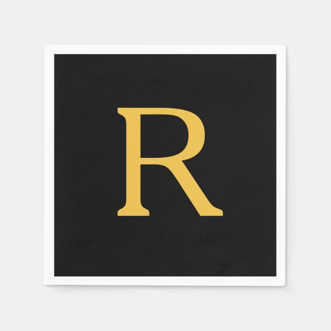 Monogram Individuelle Name Gold Golden Black Serviette (Vorderseite)