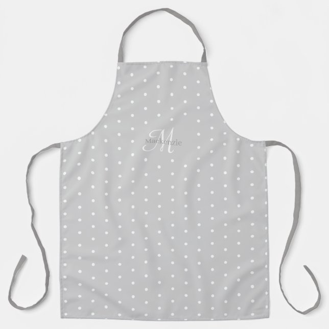 Monogram Individuelle Name Grau White Polka Dots C Schürze (Vorderseite)